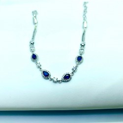 Safir Taşlı 925 Ayar Gümüş Kadın Bileklik Özel Gün Hediyesi