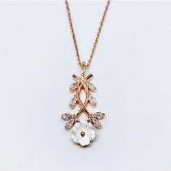 Sedefli Papatya Gümüş Kolye