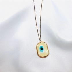 Seramik Nazar Gümüş Kolye