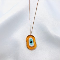 Seramik Nazar Gümüş Kolye