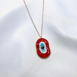 Seramik Nazar Gümüş Kolye