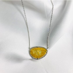 Sitrin Taş Gümüş Kolye Özel Gün Hediyesi