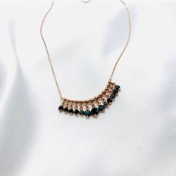 Siyah Çoklu Taşlı Gümüş Kolye