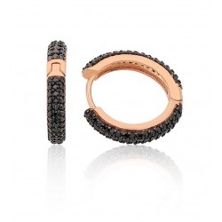 Siyah Taşlı Halka Küpe