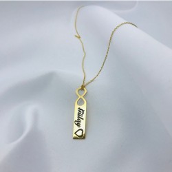 Sonsuz Aşk Model Gold Levha İsim Kolye
