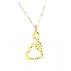 Sonsuzluk Kalp Simgeli Taşsız Gümüş Kadın Hediyelik Kolye