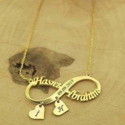 Sonsuzluk Kolye Sallantılı Isimli Tarihli Harfli 925 Ayar Gümüş Altın Kaplama