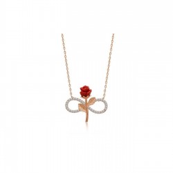 Sonsuzluk Ve Gül Motifli Hediyelik Gümüş Kolye