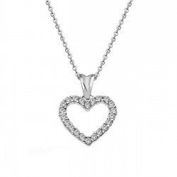 Taşlı Kalp Gümüş Kolye