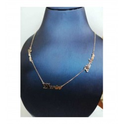 Üçlü İsim Tasarım Gümüş Kolye