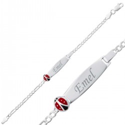 Uğur Böcekli Unisex İsimli Gümüş Çocuk Künye