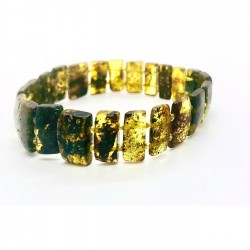 Unisex Damla Fosil Kehribar Bileklik