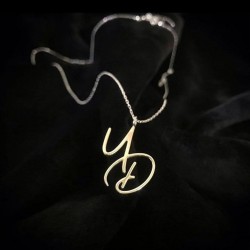 Unisex İkili Harf Model 925 Ayar Gümüş Hediyelik Kolye