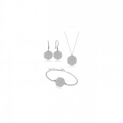 Yaşam Çiçeği Kolye Küpe Bileklik 925 Ayar Gümüş Hediyelik Set