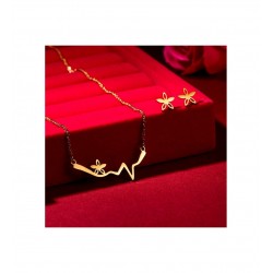 Yıldızlı Ritim Model 925 Ayar Gümüş Kolye Küpe Kadın Hediyelik Set