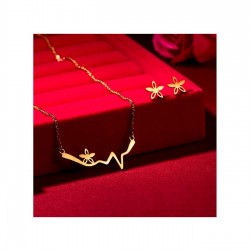 Yıldızlı Ritim Model 925 Ayar Gümüş Kolye Küpe Kadın Hediyelik Set