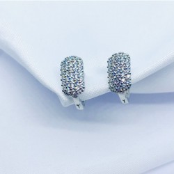 Zirkon Taşlı Klipsli Gümüş Küpe