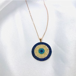 Zirkon Taşlı Nazar Gümüş Kolye Özel Gün Hediyesi