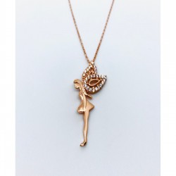 Zirkon Taşlı Rose Melek Kolye