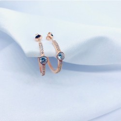 Zirkon Taşlı Tektaş Rose Halka Küpe