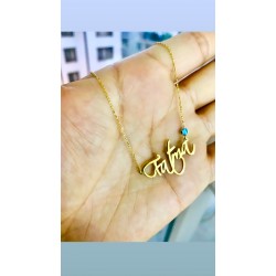 Nazar Detaylı İsim Model 925 Ayar Gümüş Hediyelik Kadın Kolye 