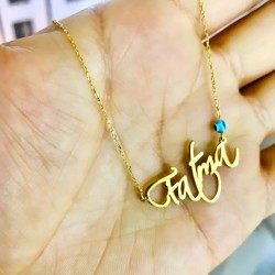 Nazar Detaylı İsim Model 925 Ayar Gümüş Hediyelik Kadın Kolye 