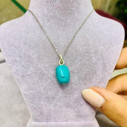 Doğal Turkuaz Taşı 925 Ayar Gümüş Kadın Kolye 