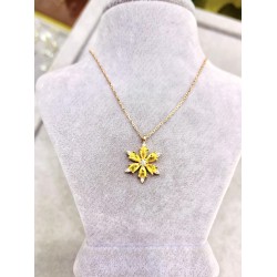 Sarı Lotus Çiçeği 925 Ayar Gümüş Hediyelik Kadın Kolye 