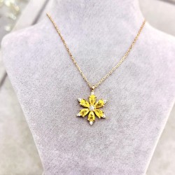 Sarı Lotus Çiçeği 925 Ayar Gümüş Hediyelik Kadın Kolye 