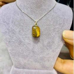 Doğal Kaplangözü Taşı 925 Ayar Gümüş Kadın Kolye 