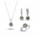 Zümrüt Yeşil 925 Ayar Gümüş Hediyelik Kadın Üçlü Set