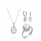 Zirkon Taş Oval Kesim 925 Ayar Gümüş Üçlü Kadın Set