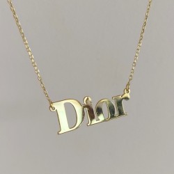 Dior Yazılı 925 Ayar Gümüş Tasarım Kadın Kolye 