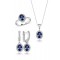 925 Ayar Safir Mavi Gümüş Hediyelik Kadın Set 
