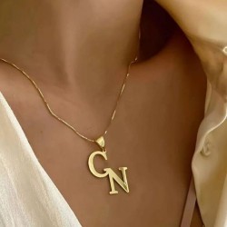 İkili Harf Model 925 Ayar Gümüş Kişiye Özel Hediyelik Kolye 