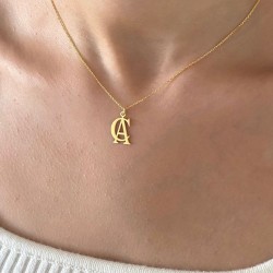 İç İçe İkili Harf Model Gümüş Kadın Kolye Özel Gün Hediyesi