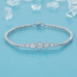 Tektaşlı Su Yolu Bileklik 925 Ayar Gümüş Kadın Bileklik