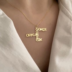 Çoklu İsim Model 925 Ayar Gümüş Kadın Kolye Özel Gün Hediyesi