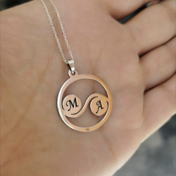 Kişiye Özel Harfli Aşk Çemberi Kadın Hediyelik Gümüş Kolye