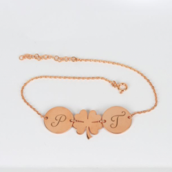 Kişiye Özel Harfli Yonca Model Hediyelik Gümüş Kadın Bileklik 