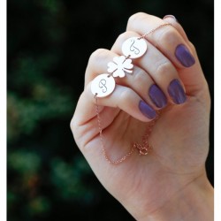 Kişiye Özel Harfli Yonca Model Hediyelik Gümüş Kadın Bileklik 