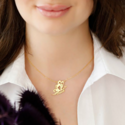 Kelebek Model 925 Ayar Gümüş Kolye Özel Gün Hediyesi