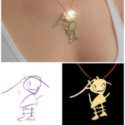 925 Ayar Gümüş Fotoğraf Çizimi Özel Gün Hediyesi Unisex Kolye 