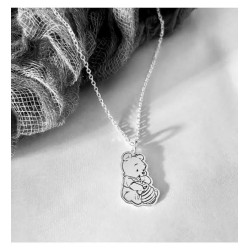Winnie the Pooh Tasarım Gümüş Unisex Kolye 