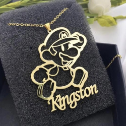 Super Mario Kişiye Özel İsimli Unisex Gümüş Kolye