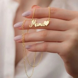 Kalp Detaylı Mama Gümüş Kadın Kolye Özel Gün Hediyesi