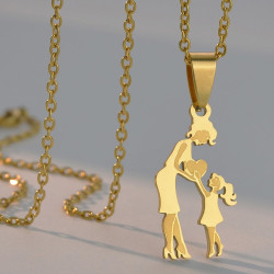 Kalp Detaylı Anne Çocuk Model Gümüş Özel Gün Hediyesi