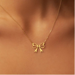 925 Ayar Gümüş  Kurdele Model Hediyelik Kadın Kolye