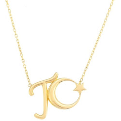 Harf Detaylı Kişiye Özel Hediyelik Ay Yıldız Gümüş Kolye 