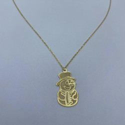 Yılbaşı Tasarım Kardan Adam 925 Ayar Gümüş Hediyelik Kolye 